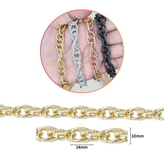 Aluminium Chain | Size : W-10mm H-14mm | Qty : 1mtr | JT-16-57-8