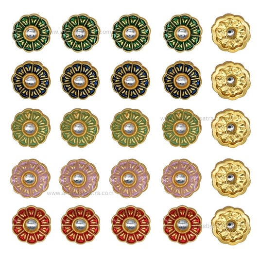 Meenakari Kundan Beads | Size : 14mm | Qty : 12pcs | MKB55