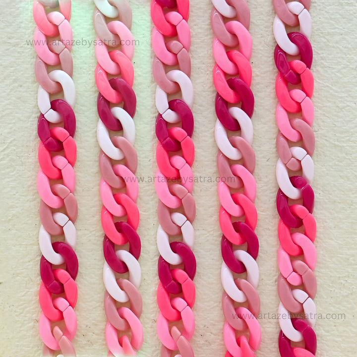 Two tone Acrylic Mask Chain | Size : H-17mm W-22mm | Qty : 1mtr | AC05