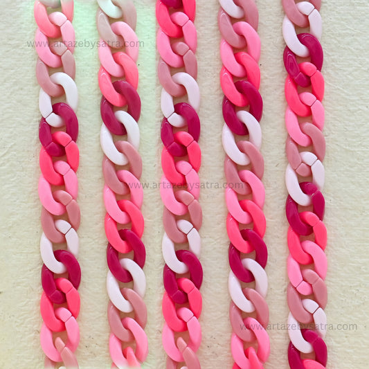 Two tone Acrylic Mask Chain | Size : H-17mm W-22mm | Qty : 1mtr | AC05