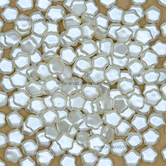 Curvy Star-Shaped Plastic Pearl Beads | Size : 12mm | PPB105