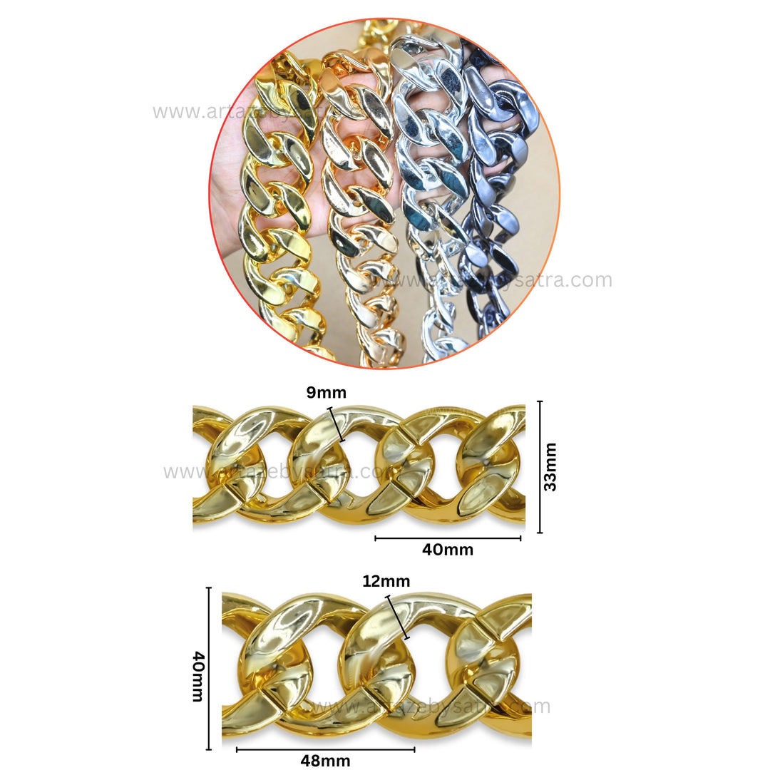 Metallic Acrylic Curb Chain | Qty : 1mtr | AC12