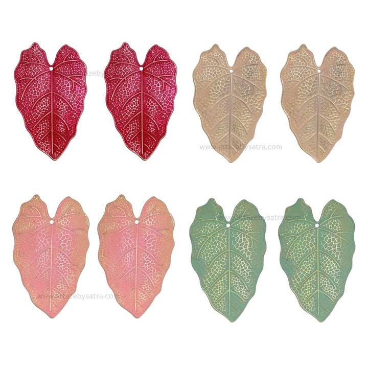Leaf Coloured Metal Art | Size : 4,4.5inch | Qty : 4pcs | MA479