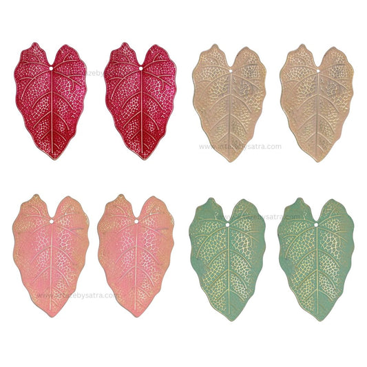 Leaf Coloured Metal Art | Size : 4,4.5inch | Qty : 4pcs | MA479