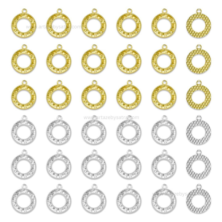 Round Hoop Brass Charms | High Quality | Size : 17mm | Qty : 2pcs