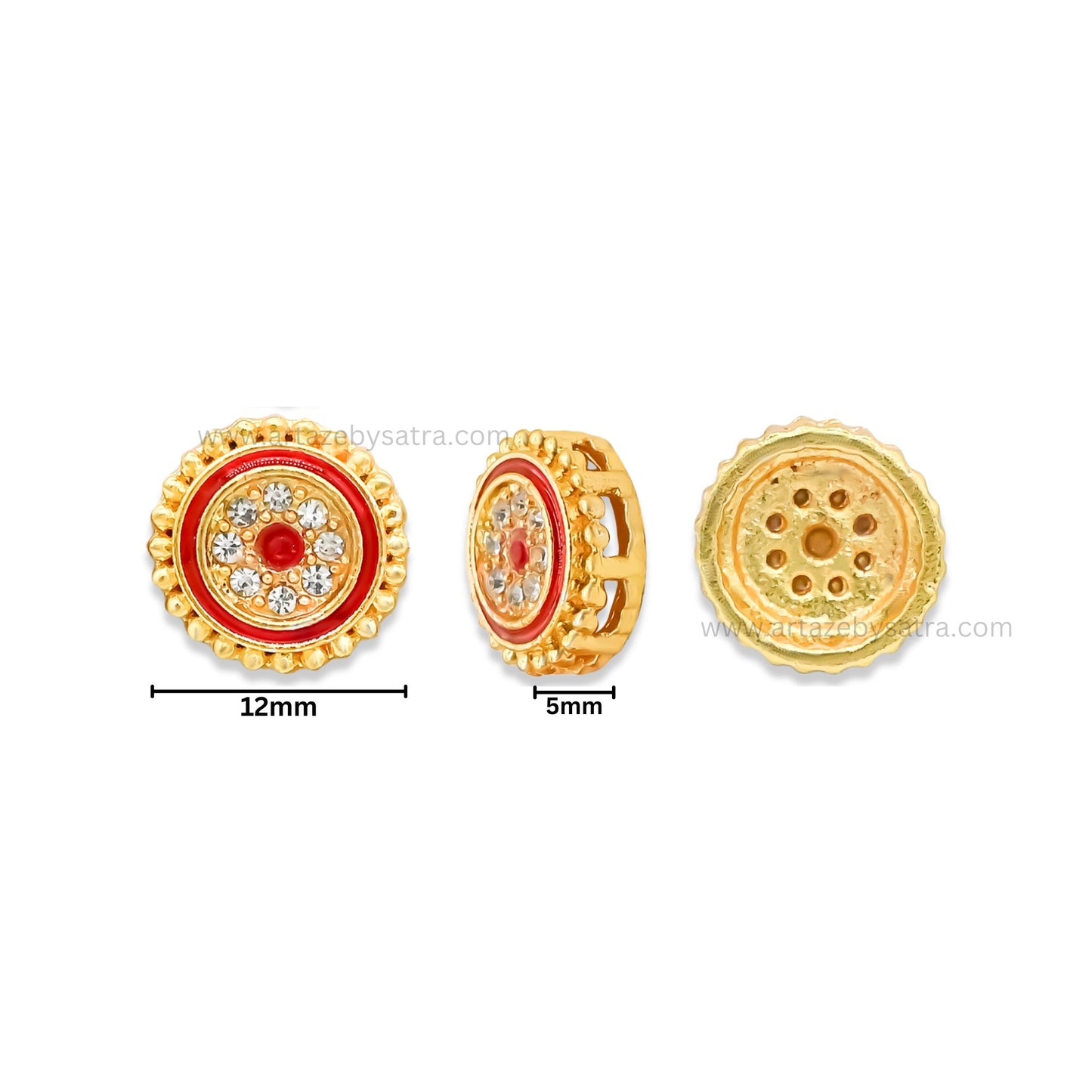 Round Meenakari Kundan Beads | Size : 12mm | Qty : 12pcs | MK26
