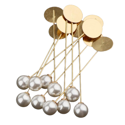 Pearl Lapel Pin | Size : 74mm Round Size : 15mm | 10Pcs
