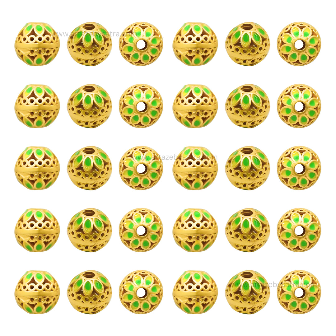 Brass Enamel Charms Beads | High Quality | Size : 10mm | Qty : 4pcs