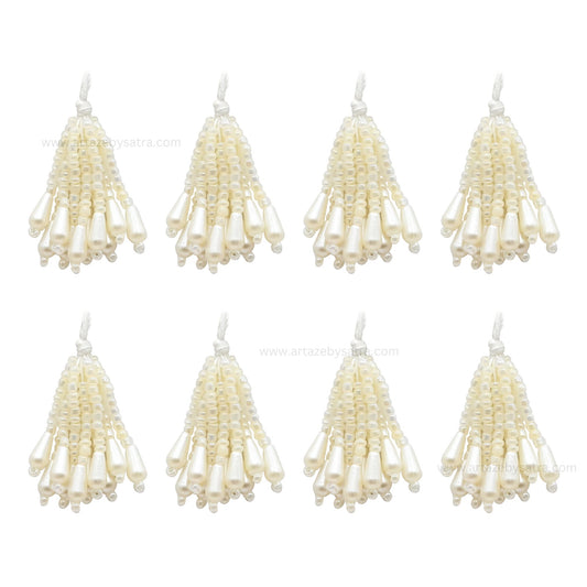 Cream Beaded Tassels for Jewelry Making | Size : 35mm | Qty : 10pcs | T07