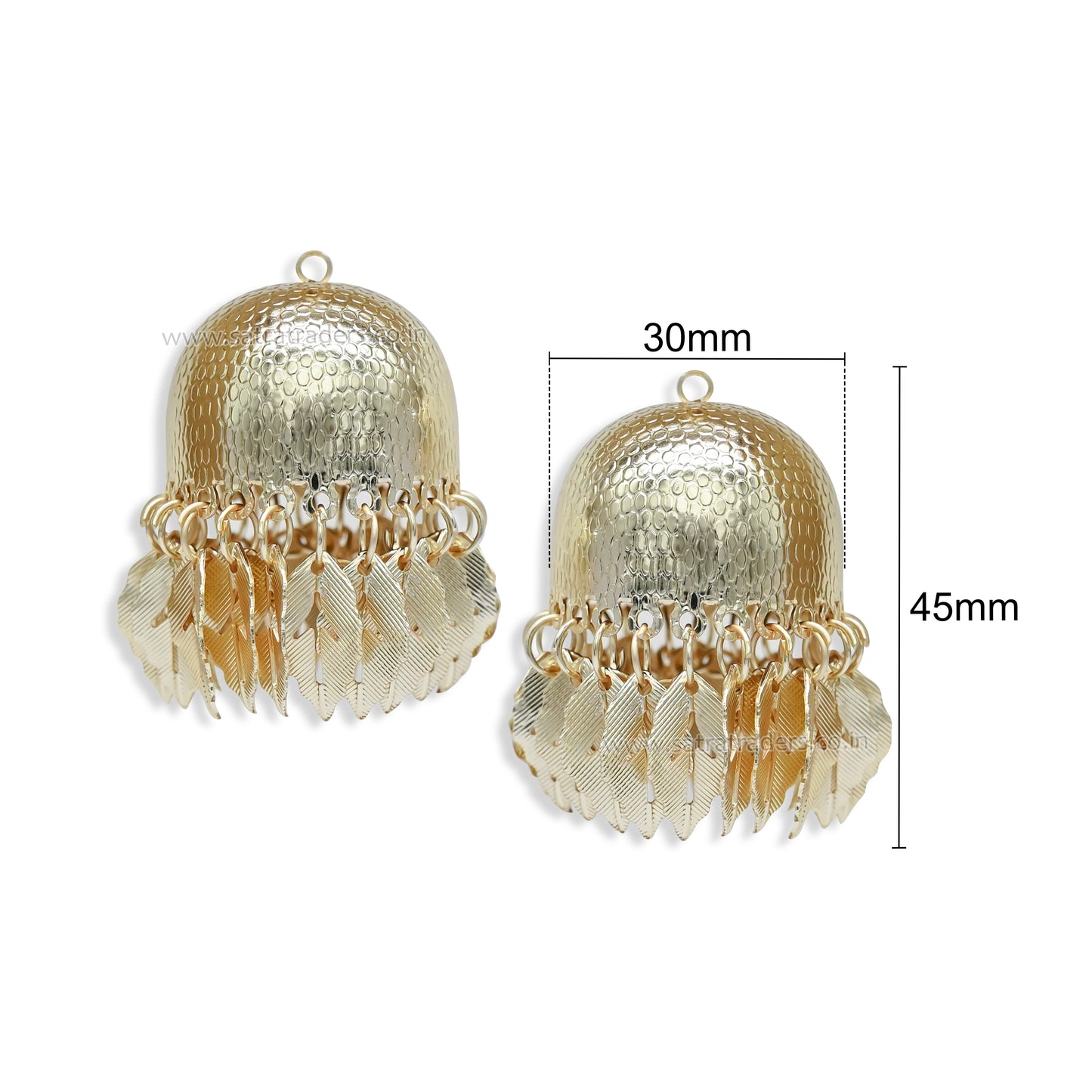 Golden Jhumkas with Classic Leaf Tassels | Qty : 2pcs-1pair | EF86
