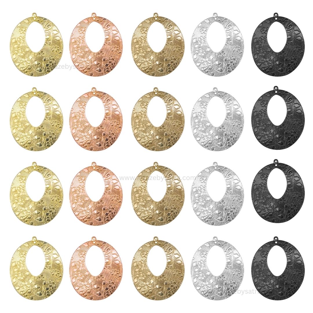 2 Loop Oval Shiny Finish Metal Art | Size : 49mm | Qty : 10pcs | MA372