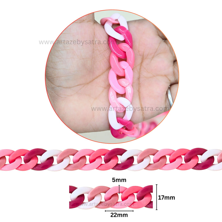 Two tone Acrylic Mask Chain | Size : H-17mm W-22mm | Qty : 1mtr | AC05