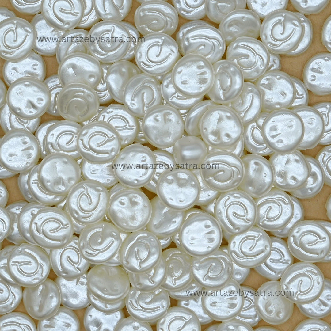 White Round Spiral Plastic Pearl Beads | Size : 12mm