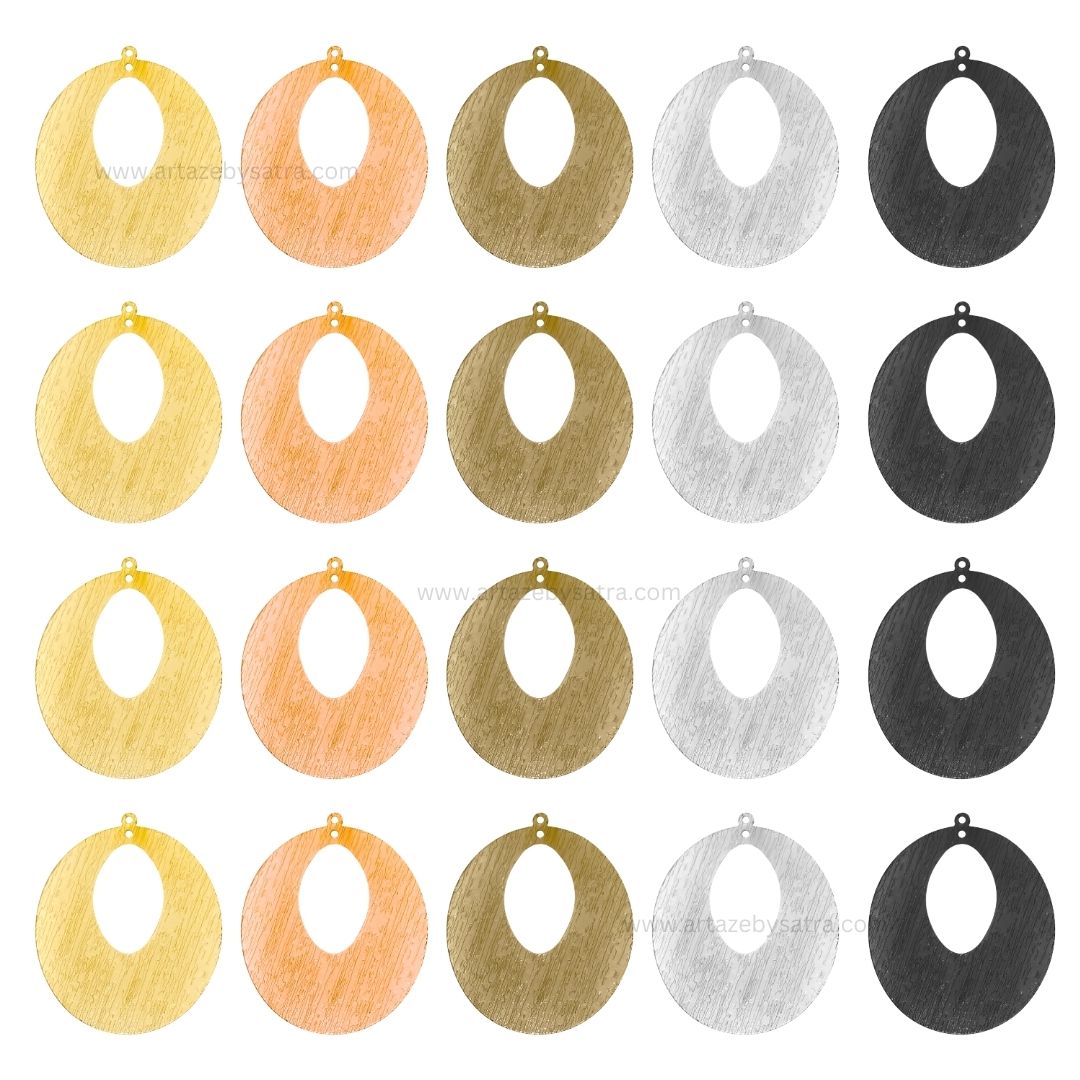 2 Loop Oval Matt Finish Metal Art | Size : 49mm | Qty : 10pcs | MA377