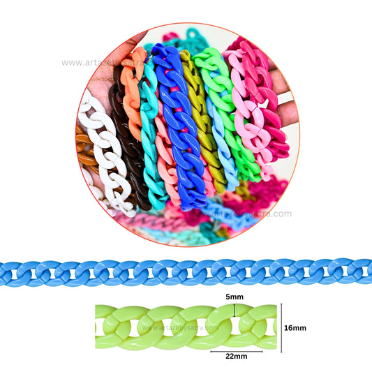 Acrylic Link Chain | Size : 16mm | Qty :1mtr | AC03