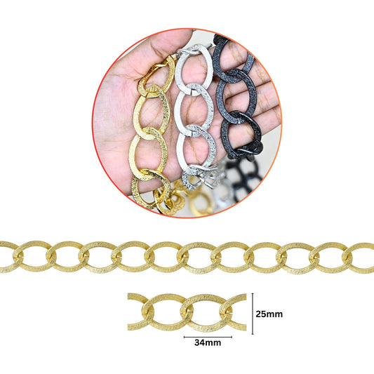 Aluminium Chain | Size : W-25mm H-34mm | Qty : 1mtr | JT-19-35-37