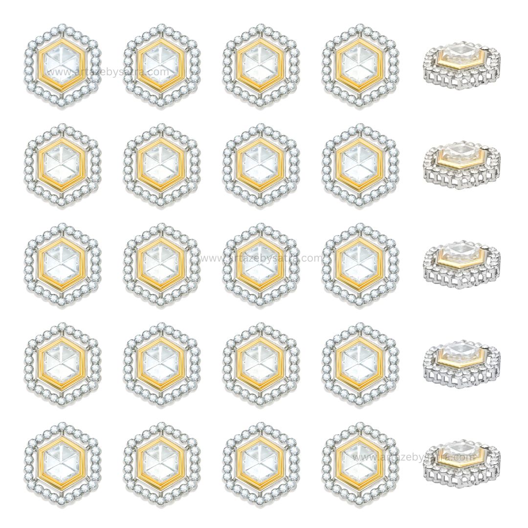 Hexagon Meenakari Kundan Beads | Size : 21mm | Qty : 6pcs | MK06