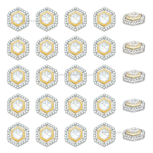 Hexagon Meenakari Kundan Beads | Size : 21mm | Qty : 6pcs | MK06