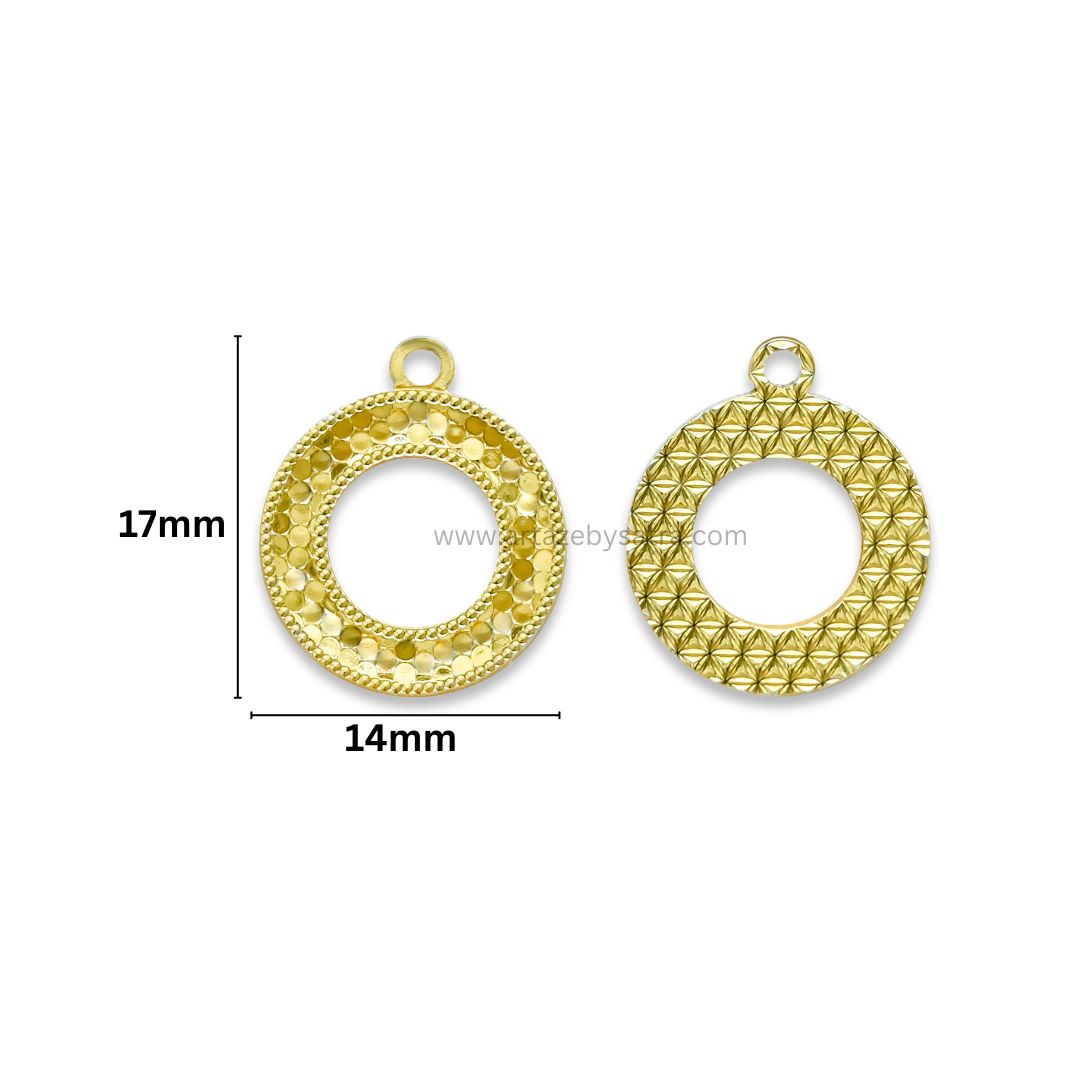 Round Hoop Brass Charms | High Quality | Size : 17mm | Qty : 6pcs