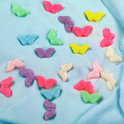 Assorted Mini Butterfly Pastel Plastic Beads | Size: 8mm