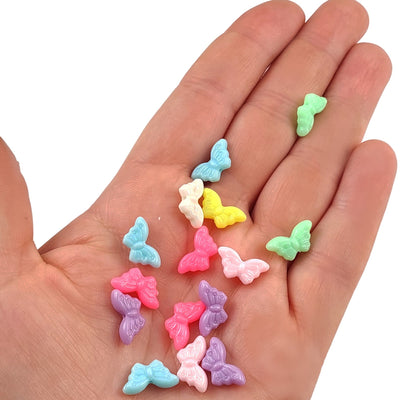 Assorted Mini Butterfly Pastel Plastic Beads | Size: 8mm