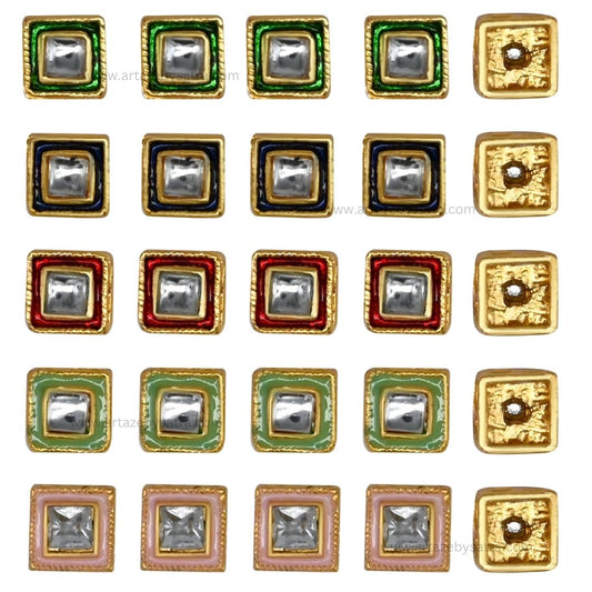Meenakari Kundan Beads | Size : 8mm | Qty : 12pcs | C-661