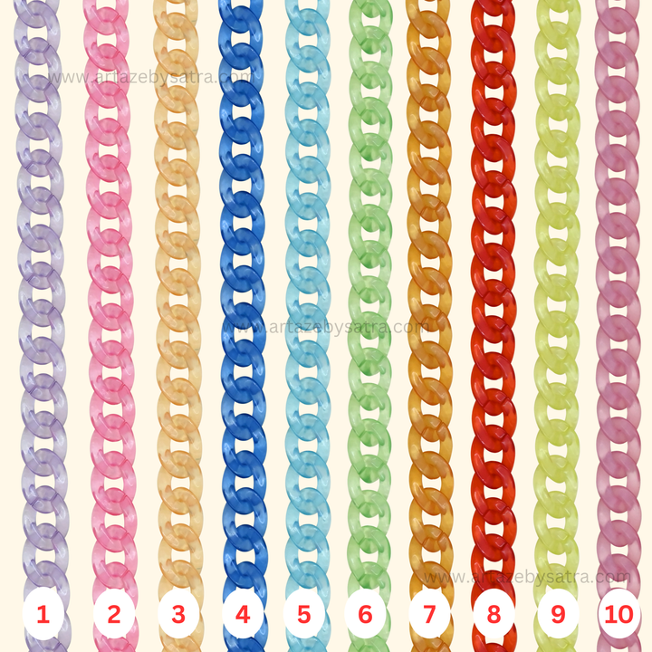 Matt Translucent Acrylic Chains | Size : H-17mm W-23mm | Qty : 1mtr | AC02