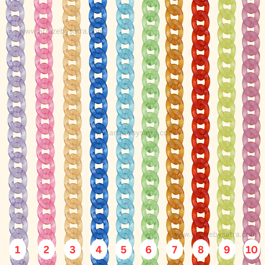 Matt Translucent Acrylic Chains | Size : H-17mm W-23mm | Qty : 1mtr | AC02