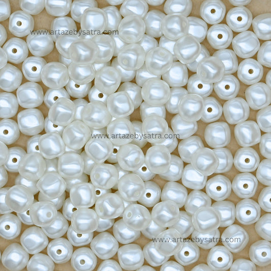 Rounded Cube Plastic Pearl Beads | Size : 10mm | PPB111