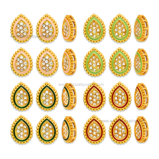 Drop Shape Meenakari Kundan Beads | Size : 13mm | Qty : 12pcs | MK28