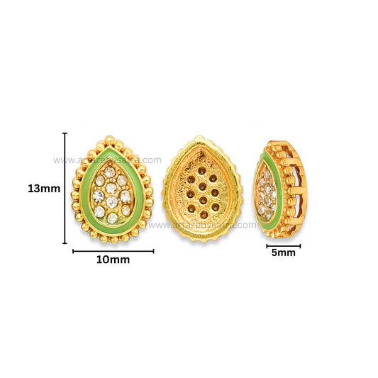 Drop Shape Meenakari Kundan Beads | Size : 13mm | Qty : 12pcs | MK28