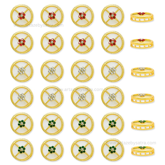 Gold Round Meenakari Kundan Beads | Size : 20mm | Qty : 6pcs | MK07