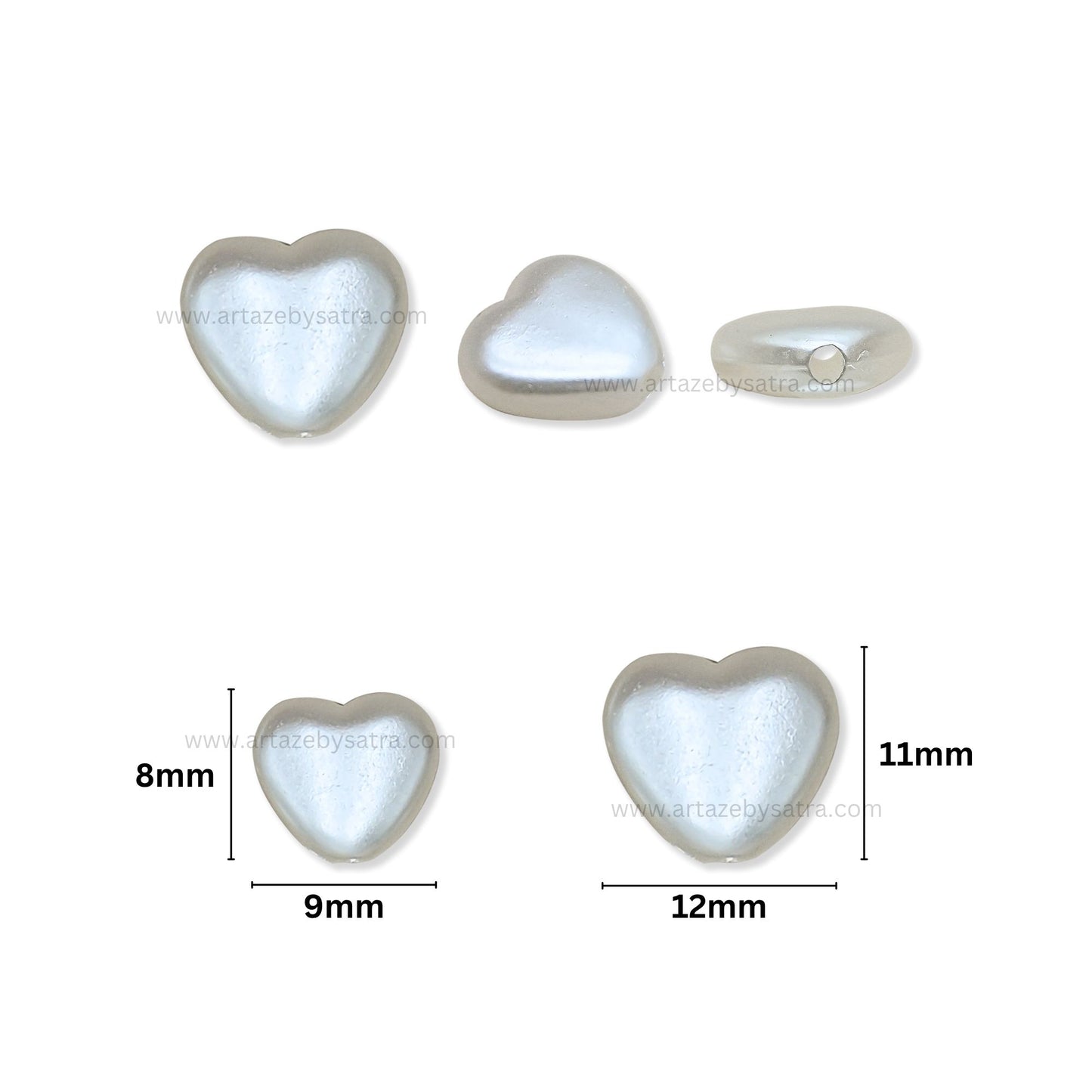 White Smooth Heart Plastic Pearl Beads | PPB115