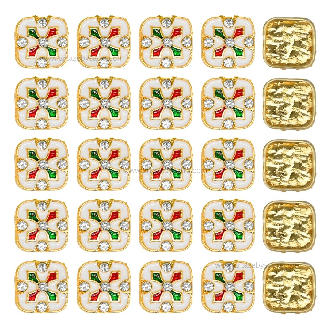 Meenakari Kundan Beads | Size : 15mm | Qty : 12pcs | MKB19
