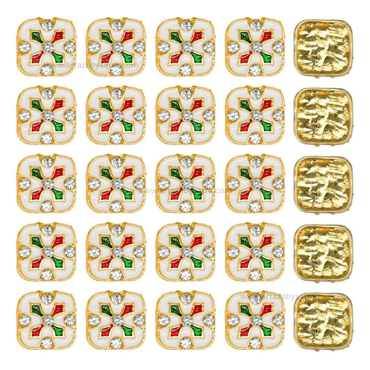 Meenakari Kundan Beads | Size : 15mm | Qty : 12pcs | MKB19