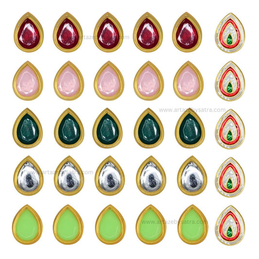 Meenakari Kundan Beads | Size : 18mm | Qty : 6pcs | C-567