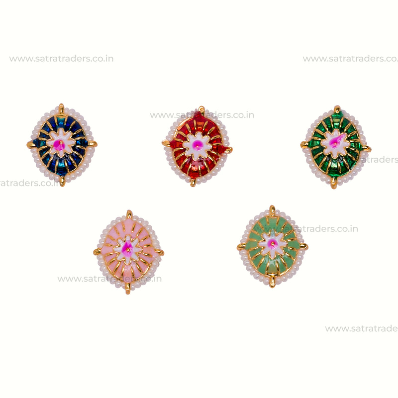 Meenakari Kundan Beads | Size : 14mm | 12pcs | C-859