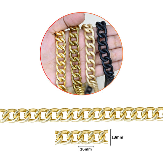 Aluminium Chain | Size : W-13mm H-16mm | Qty : 1mtr | JT-23-12-3