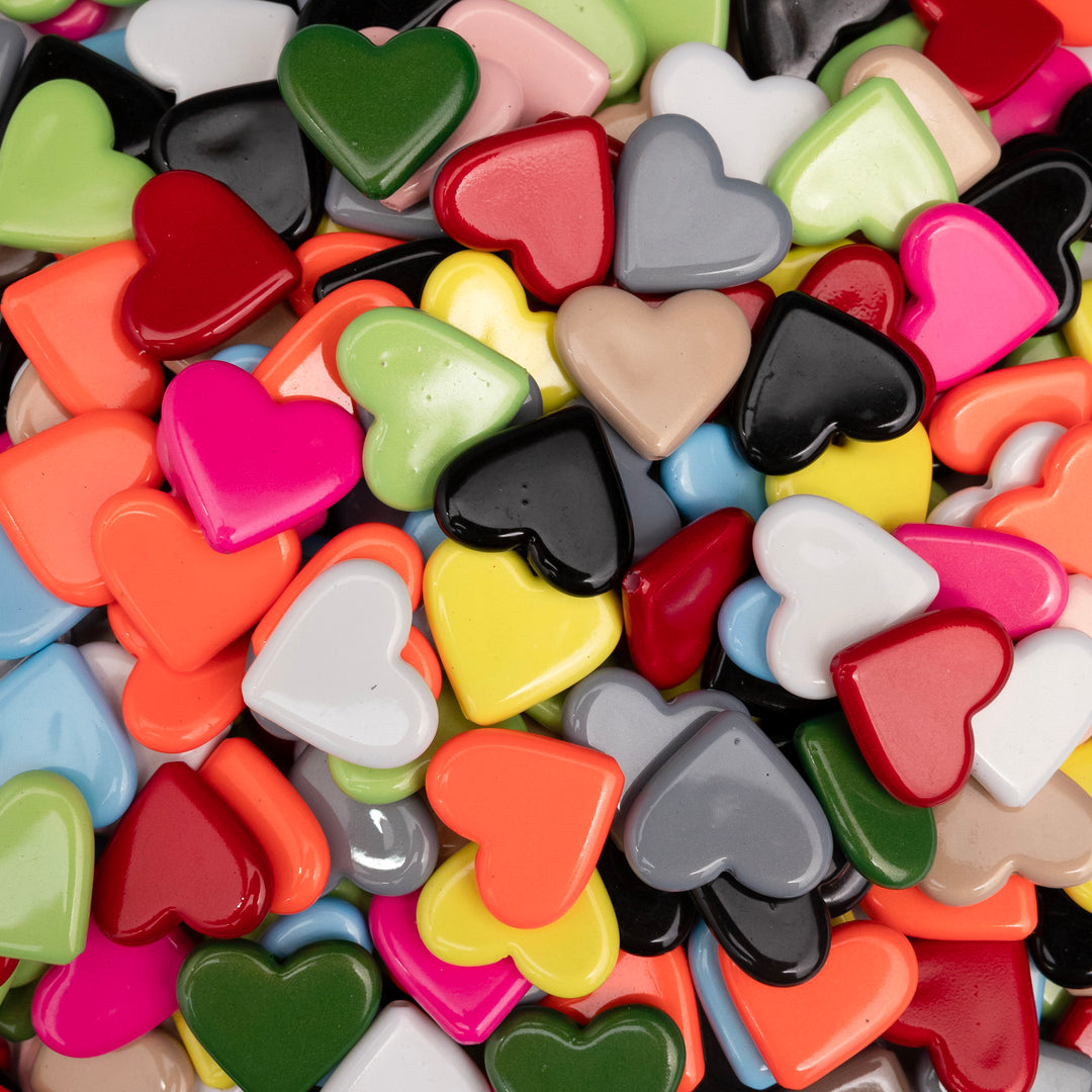 Assorted Heart Matte Plastic Beads | Size: 24mm | Qty: 12pcs (High Quality)