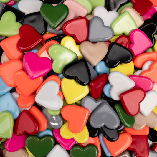 Assorted Heart Matte Plastic Beads | Size: 24mm | Qty: 12pcs (High Quality) | PB93