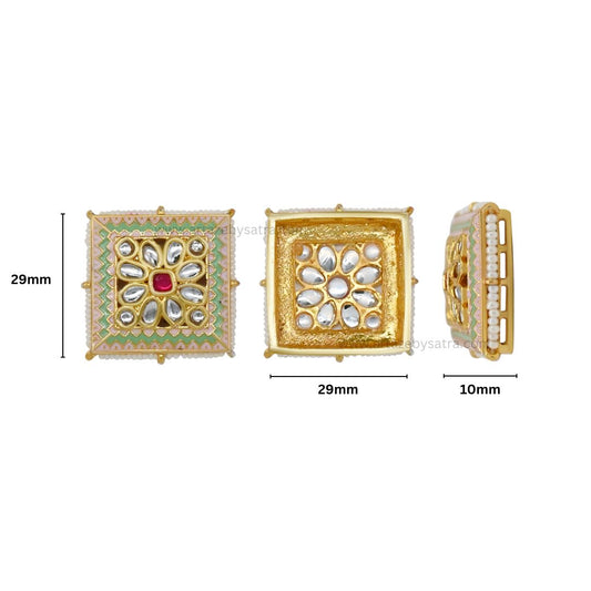 Meenakari Kundan Beads | Size : 29mm | Qty : 6pcs | C-369