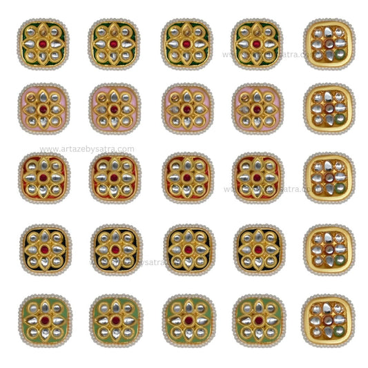 Meenakari Kundan Beads | Size : 17mm | Qty : 12pcs | C-288
