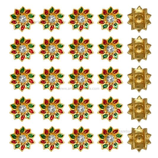 Connector Meenakari Kundan Beads | Size : 16mm | Qty : 12pcs | MKB17