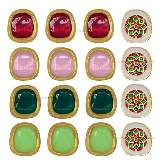 Meenakari Kundan Beads | Size : 18mm | Qty : 6pcs | C-565