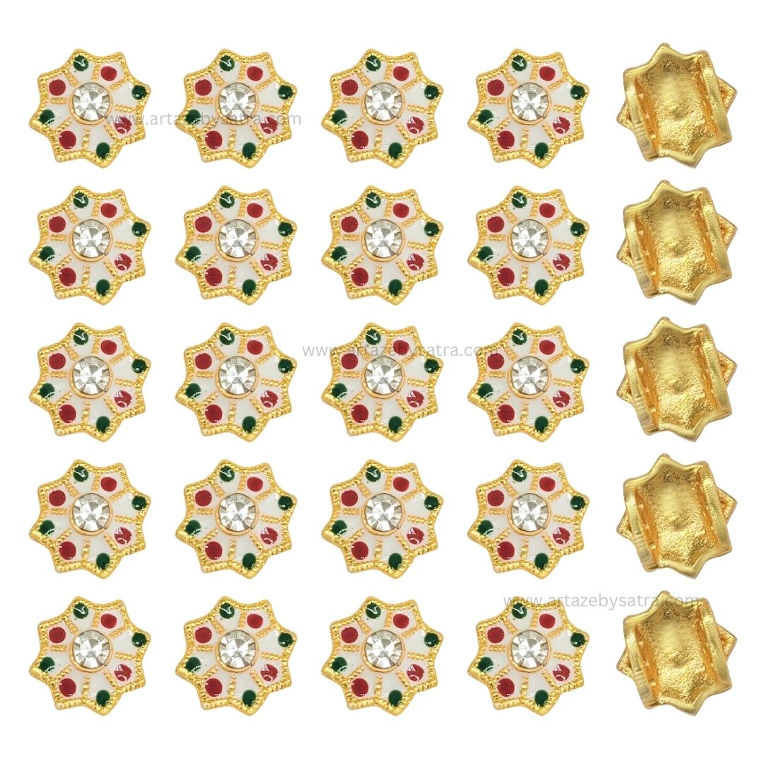 Connector Meenakari Kundan Beads | Size : 13mm | Qty : 12pcs | MKB16