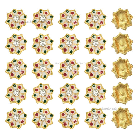 Connector Meenakari Kundan Beads | Size : 13mm | Qty : 12pcs | MKB16