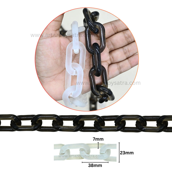 Acrylic Link Chain | Size : H-23mm W-38mm | Qty : 1mtr | AC31