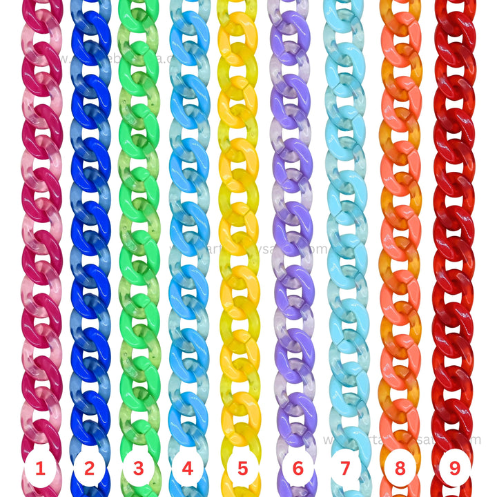 Matt Translucent Acrylic Chains | Size : H-16mm W-23mm | Qty : 1mtr | AC09
