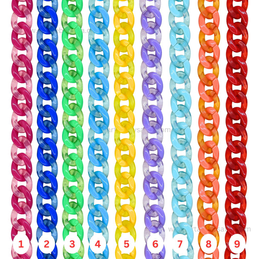 Matt Translucent Acrylic Chains | Size : H-16mm W-23mm | Qty : 1mtr | AC09