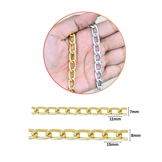 Aluminium Chain | Size : W-7mm,8mm | Qty : 1mtr | JT-14-43-7